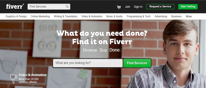 fiverr homepage